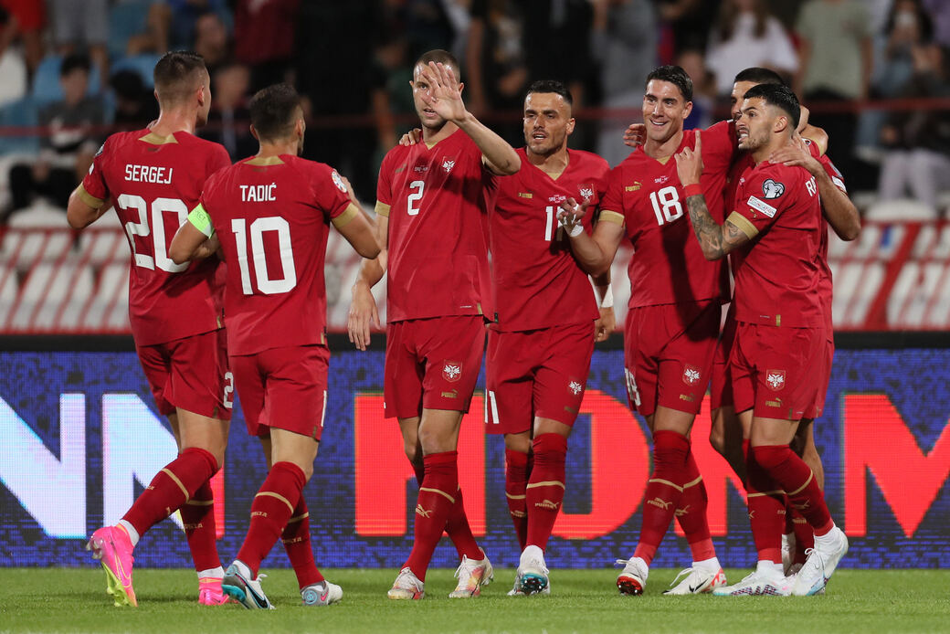 fudbaler reprezentacije Srbije na utakmici kvalifikacija za UEFA Evropsko prvenstvo 2024 godine protiv Madjarske na stadionu Rajka Mitica, Beograd 07.09.2023. godine Foto: Marko Metlas Fudbal, Reprezentacija, Srbija, Madjarska, UEFA Evropsko prvenstvo, EURO 2024