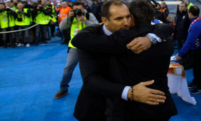 FUDBAL - HRVATSKA - SRBIJA 2:0. IGOR STIMAC, selektor Hrvatske, i SINISA MIHAJLOVIC, selektor Srbije, pozdravljaju se pre utakmice. Zagreb, 22.03.2013.