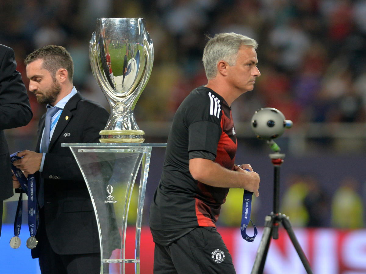 JOSE MOURINHO Zoze Murinjo trener fudbalera Mancester Junajteda na utakmici UEFA Super Kupa protiv Reala Madrid na stadionu Filip II Makedonski, Skoplje 09.08.2017. godine Foto: PS / MN PRESS PHOTO Fudbal, Mancester Junajted, Real Madrid, UEFA Super Kup