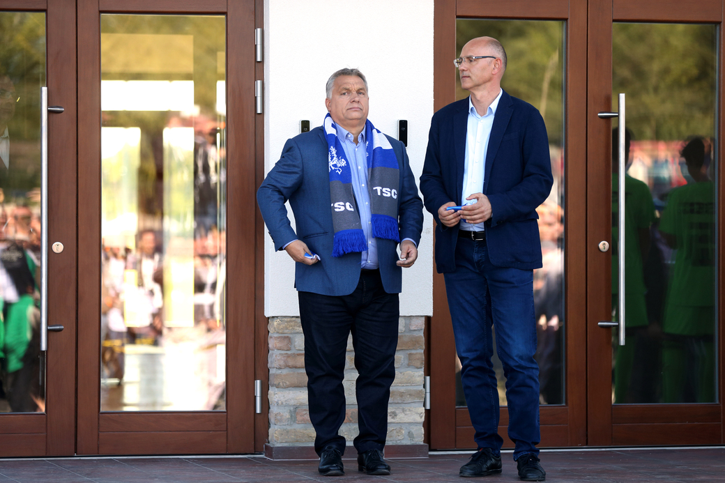 JANOSZ SZEMBERY Janos Zemberi predsednik TSC akademije i VIKTOR ORBAN predsednik Madjarske otvaranje TSC fudbalske akademije Backa Topola, 27.09.2018. godine Foto: Marko Metlas Fudbal, TSC akademija, Otvaranje