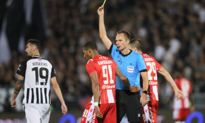 SRDJAN JOVANOVIC sudija fudbaleri Crvene zvezde na utakmici Superlige Prvenstva Srbije protiv Partizana na stadionu Partizana, Beograd, 22.09.2019. godine Foto: Marko Metlas Fudbal, Crvena zvezda, Superliga Prvenstvo Srbije, Partizan
