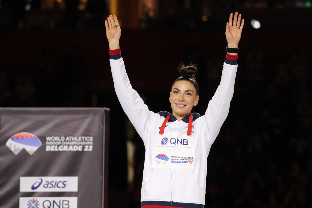 IVANA SPANOVIC VULETA iz Srbije skok u dalj na Svetskom Dvoranskom Prvenstvu u atletici u hali Stark ArenI, Beograd 20.03.2022. godine Foto: Ivica Veselinov / MN PRESS ATLETIKA, IAAF, WORLD ATHLETICS INDOOR CHAMPIONSHIP, BELGRADE 2022, SVETSKO DVORANSKO PRVENSTVO SVETA