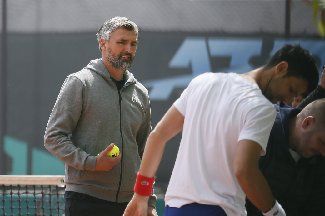 GORAN IVANISEVIC trener i NOVAK DJOKOVIC teniser iz Srbije na treningu na turniru Serbia Open, Beograd 18.04.2022. godine Foto: Ivica Veselinov / MN PRESS TENIS, TENNIS, SERBIA OPEN 2022