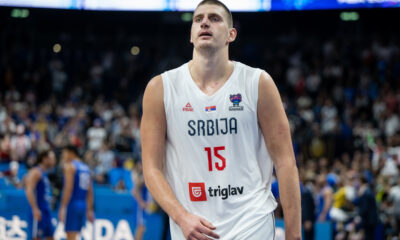 NIKOLA JOKIC kosarkas reprezentacije Srbije na utakmici FIBA Evropskog prvenstva protiv Italije u Mercedes Benc areni, Berlin 11.09.2022. godine Foto: TW/ MN PRESS Kosarka, Srbija, FIBA Evropsko prvenstvo, Italija
