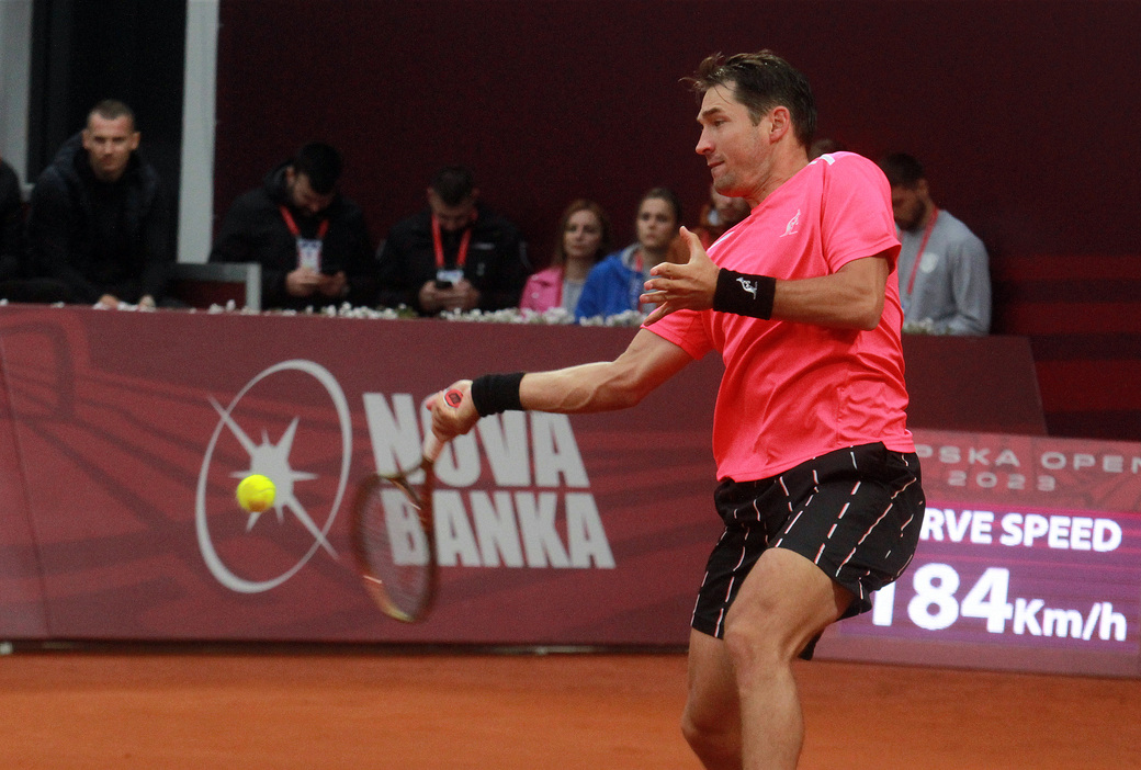 DUSAN LAJOVIC, teniser Srbije, na mecu protiv Filipa Krajinovica, na Srpska open. Banja Luka, 17.04.2023. foto: MN Press / ag Tenis