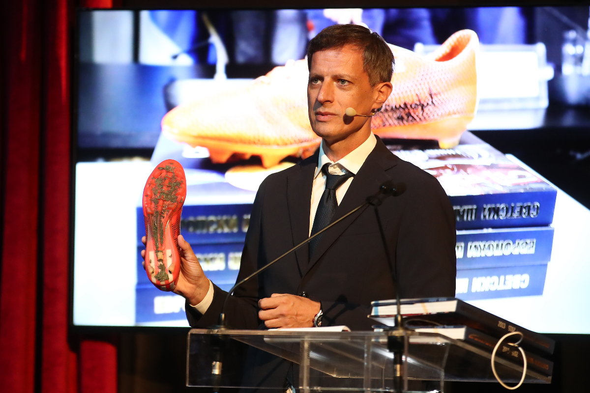 ALEKSANDAR STOJANOVIC voditelj programa na svecanoj promociji monografije o Zlatnim orlicima u Domu Kulture, Ub, 01.08.2023. FOTO: Ivica Veselinov / MNPRESS FSS, PROSLAVA, EVROPSKI SAMPION, SVETSKI SAMPION, MONOGRAFIJA