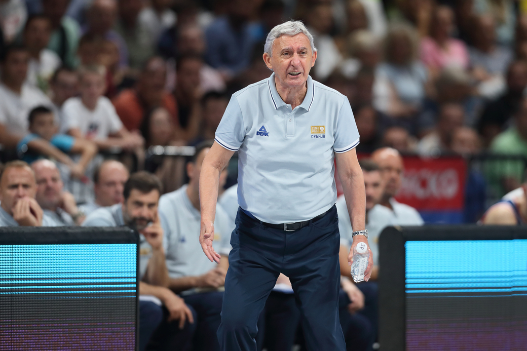 SVETISLAV PESIC selektor i trener kosarkasa reprezentacije Srbije na prijateljskoj utakmici pred FIBA Svetsko prvenstvo 2023 protiv Portorika u hali Stark Beogradska arena, Beograd 16.08.2023. godine Foto: Marko Metlas Kosarka, Srbija, Portoriko, Prijateljska utakmica