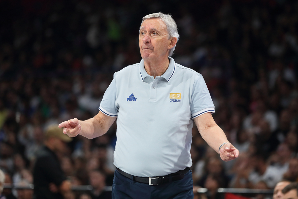 SVETISLAV PESIC selektor i trener kosarkasa reprezentacije Srbije na prijateljskoj utakmici pred FIBA Svetsko prvenstvo 2023 protiv Portorika u hali Stark Beogradska arena, Beograd 16.08.2023. godine Foto: Marko Metlas Kosarka, Srbija, Portoriko, Prijateljska utakmica