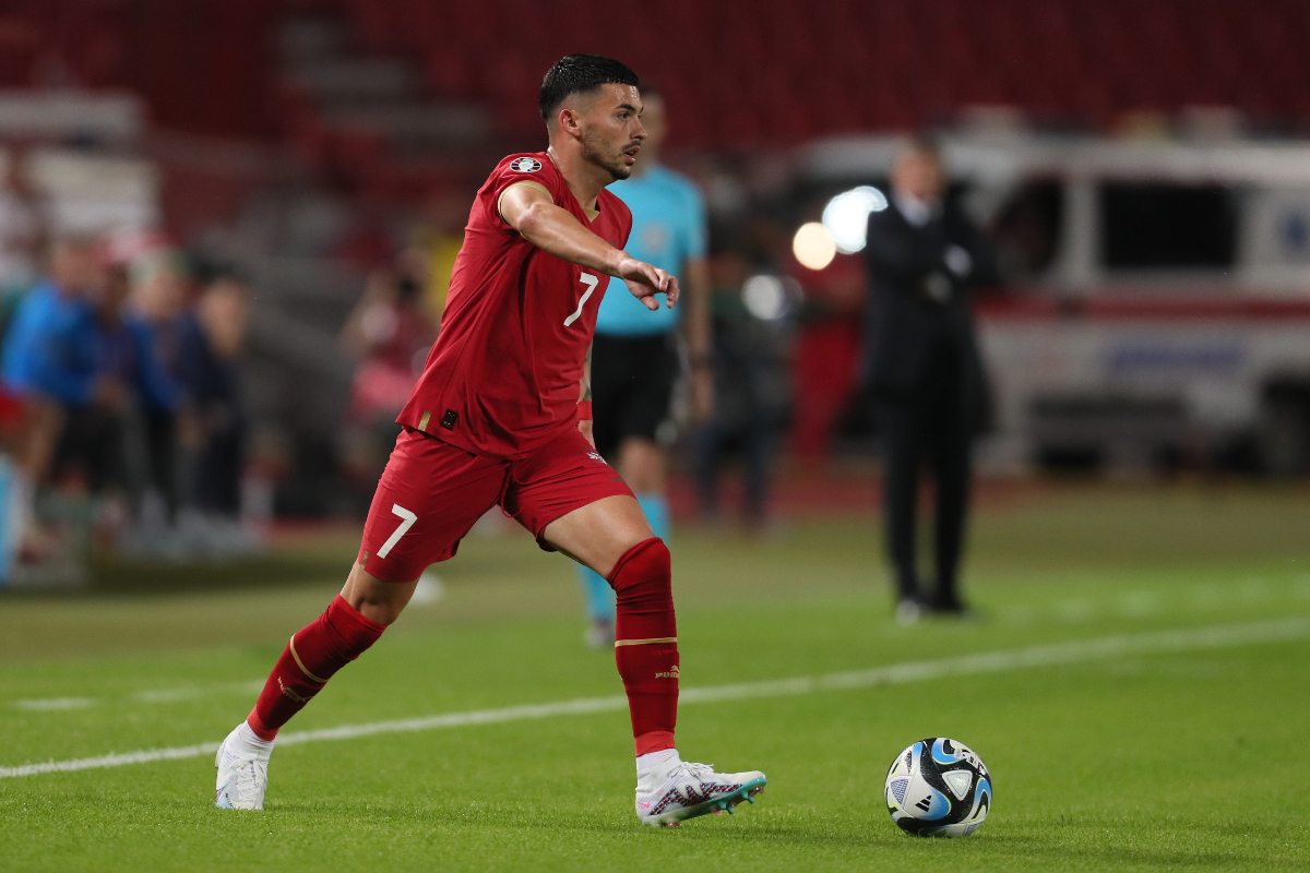 NEMANJA RADONJIC fudbaler reprezentacije Srbije na utakmici kvalifikacija za UEFA Evropsko prvenstvo 2024 godine protiv Madjarske na stadionu Rajka Mitica, Beograd 07.09.2023. godine Foto: Marko Metlas Fudbal, Reprezentacija, Srbija, Madjarska, UEFA Evropsko prvenstvo, EURO 2024