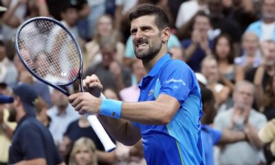 Novak Đoković na meču osmine finala US opena protiv Borne Goje