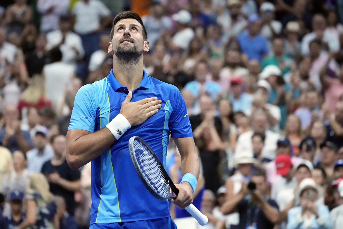 Novak Đoković na meču osmine finala US opena protiv Borne Goje