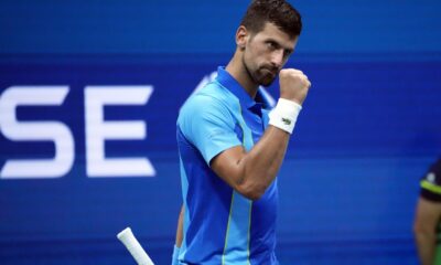 Novak Đoković na meču osmine finala US opena protiv Borne Goje