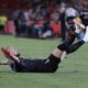 Mallorca's goalkeeper Predrag Rajkovic celebrates after his teammate Abdon scored his side's second goal during a Spanish La Liga soccer match between Mallorca and Barcelona at the Son Moix stadium in Palma de Mallorca, Spain, Tuesday, Sept. 26, 2023. (AP Photo/Francisco Ubilla)