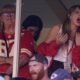 File - Taylor Swift, right, watches from a suite alongside Travis Kelce's mother, Donna Kelce, inside Arrowhead Stadium during the first half of an NFL football game between the Chicago Bears and Kansas City Chiefs Sunday, Sept. 24, 2023, in Kansas City, Mo. Following the 12-time Grammy Award winner's appearance at the game, jersey sales for the All-Pro tight-end seemingly skyrocketed. (AP Photo/Ed Zurga, File)