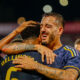 Real Madrid's Jude Bellingham celebrates with teammates after scoring his side's third goal during a Spanish La Liga soccer match between Girona and Real Madrid, at the Montilivi stadium in Girona, Spain, Saturday, Sept. 30, 2023. (AP Photo/Joan Monfort)