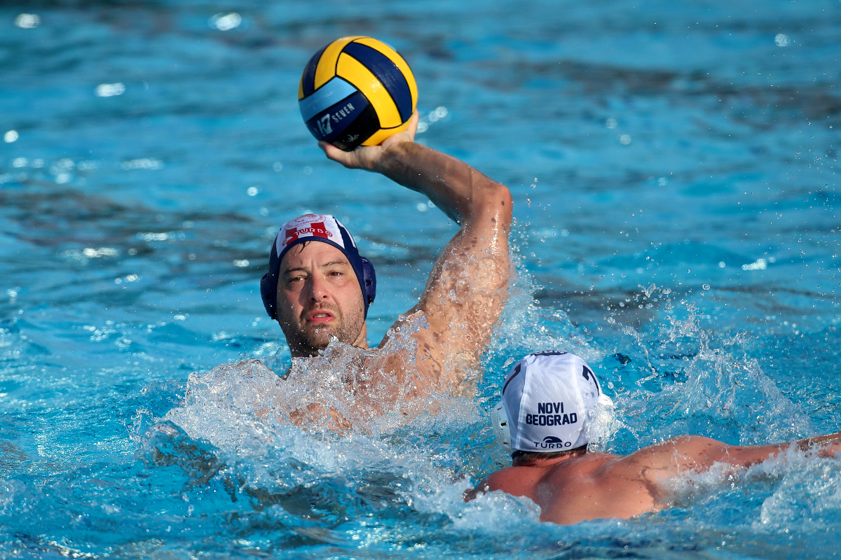 FILIP FILIPOVIC vaterpolista Olimpijakosa Pirej na utakmici LEN Lige Sampiona F8 protiv Novog Beograda na bazenu 11 april, Beograd, 31.05.2023. godine Foto: Marko Metlas Vaterpolo, Nevi Beograd, Olimpijakos Pirej, LEN Liga Sampiona, F8