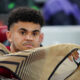 Liverpool's Luis Diaz ahead the Europa League Group E soccer match between Liverpool and Toulouse, at Anfield in Liverpool, England, Thursday, Oct. 26, 2023. (AP Photo/Jon Super)