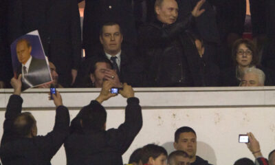 Vladimir Putin predsednik Rusije i Mirko Cvetkovic predsednik Vlade Srbije na utakmici juniora fudbalera Crvene zvezde i Zenit Sankt Petersburg na stadionu CZ 22.03.2011. godine Foto: Marko Metlas