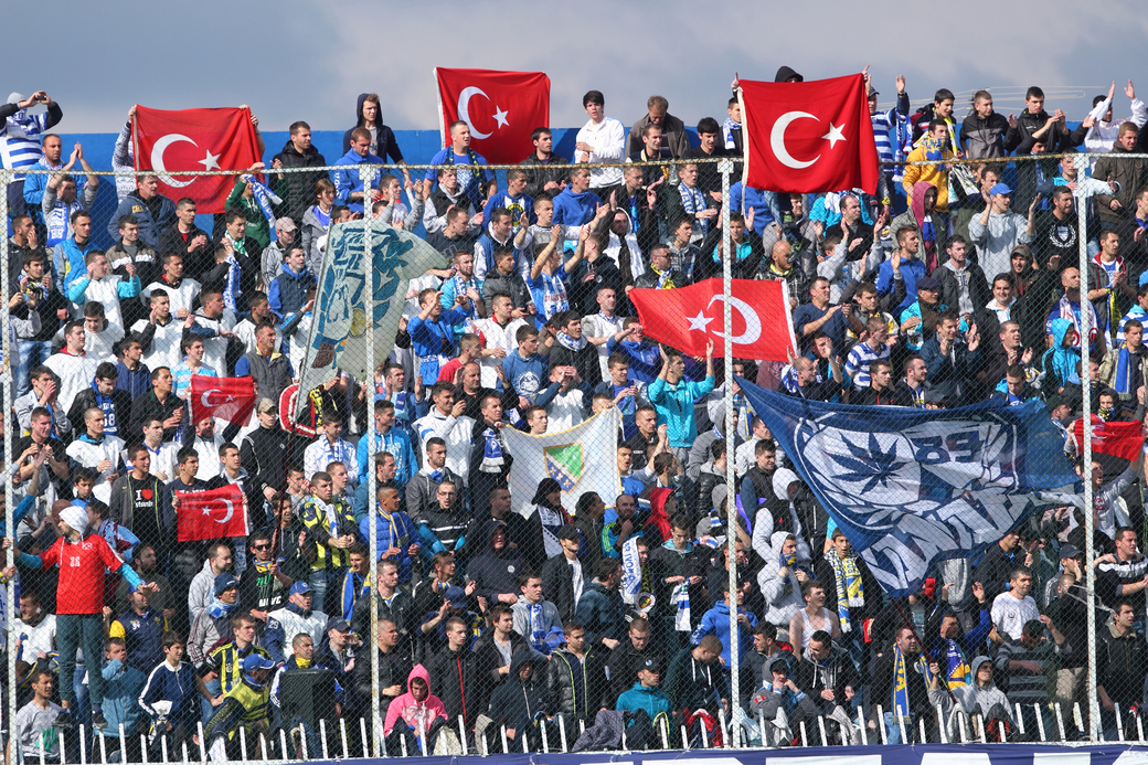 NAVIJACI fudbalera Novog Pazara na utakmici Superlige Prvenstva Srbije protiv Crvene zvezde na Gradskom stadionu Novog Pazara, Novi Pazar 17.04.2014. godine Foto: Marko Metlas Fudbal, Crvena zvezda, Superliga Prvenstvo Srbije, Novi Pazar