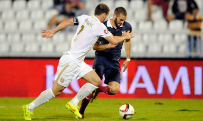 KARIM BENZEMA Karim Benzema, fudbaler Francuske, na prijateljskoj utakmici protiv Srbije, i BRANISLAV IVANOVIC, na stadionu JNA. Beograd, 07.09.2014. foto: Nebojsa Parausic Fudbal, Srbija, Francuska