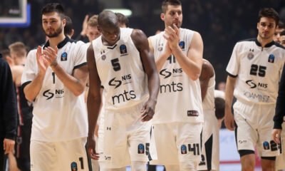 NIKOLA JANKOVIC, BANDJA SY Bondza Si, DJORDJE GAGIC TUGA kosarkasa Partizana na utakmici ULEB Evrokupa protiv Ritasa Viljnus u hali Pionir, Beograd 30.01.2019. godine Foto: Marko Metlas