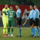 JOSE MARIA SANCHEZ MARTINEZ Hoze Maria Sancez Martinez sudija, MILAN BORJAN golman fudbalera Crvene Zvezde na utakmici UEFA Lige Evrope protiv KIRIL DESPODOV iz Ludogoreca na stadionu Rajko Mitic, Beograd 25.11.2021. godine Foto: Ivica Veselinov / MN PRESS