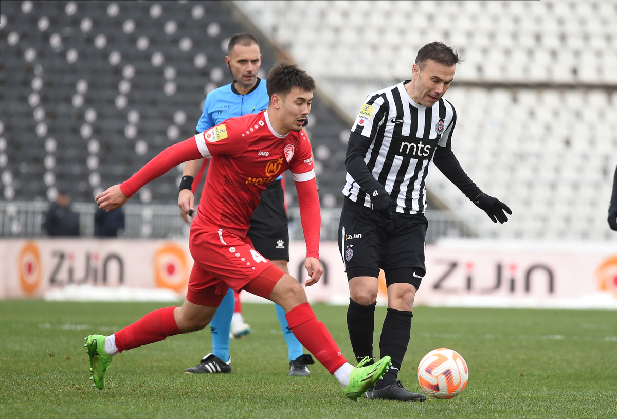 BIBARS NATCHO Bibars Natho, fudbaler Partizana, na prvenstvenoj utakmici protiv Radnickog iz Kragujevca, na stadionu JNA. Beograd, 27.02.2023. foto: Nebojsa Parausic Fudbal, Partizan, Radnicki 1923