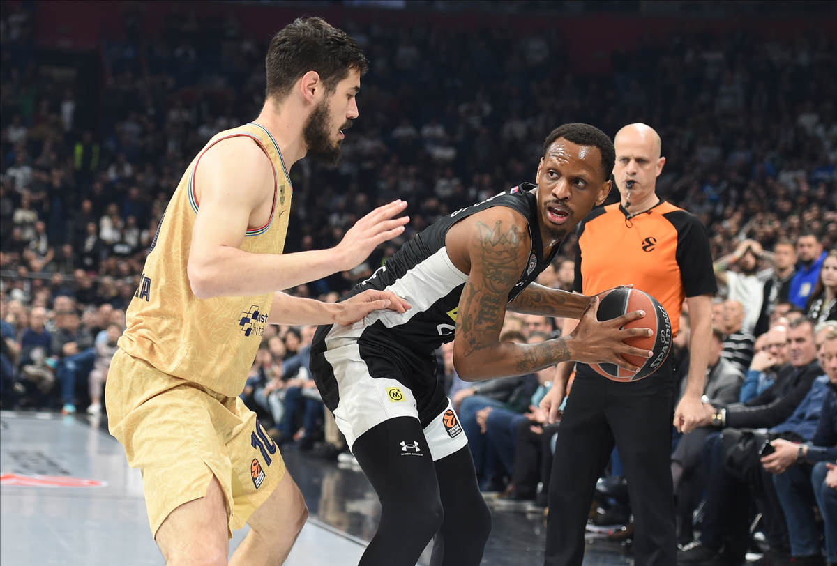 JAMES NUNNALLY Dzejms Naneli, kosarkas Partizana, na utakmici Evrolige protiv Barselone, u Beogradskoj Stark areni. Beograd, 28.03.2023. foto: Nebojsa Parausic Kosarka, Euroleague, Partizan, Barselona