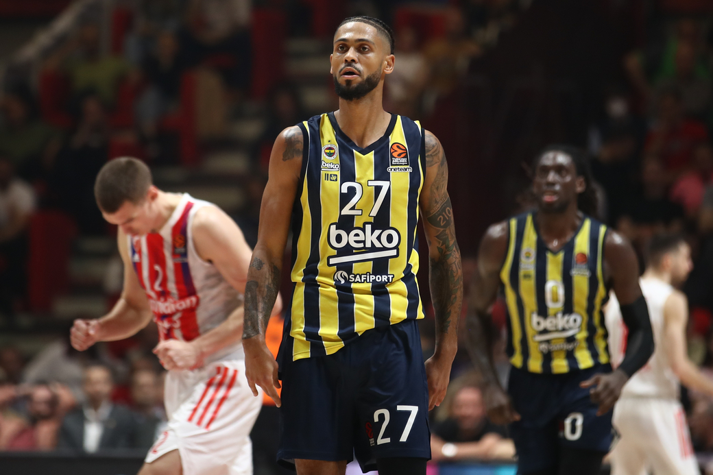 TYLER DORSEY Tajler Dorsi kosarkas Fenerbahcea na utakmici Evrolige protiv Crvene Zvezde u hali Aleksandar Nikolic, Beograd 13.04.2023. Foto: Ivica Veselinov / MN PRESS KOSARKA, BASKETBALL, EVROLIGA, EUROLEAGUE, CRVENA ZVEZDA, FENERBAHCE ISTANBUL