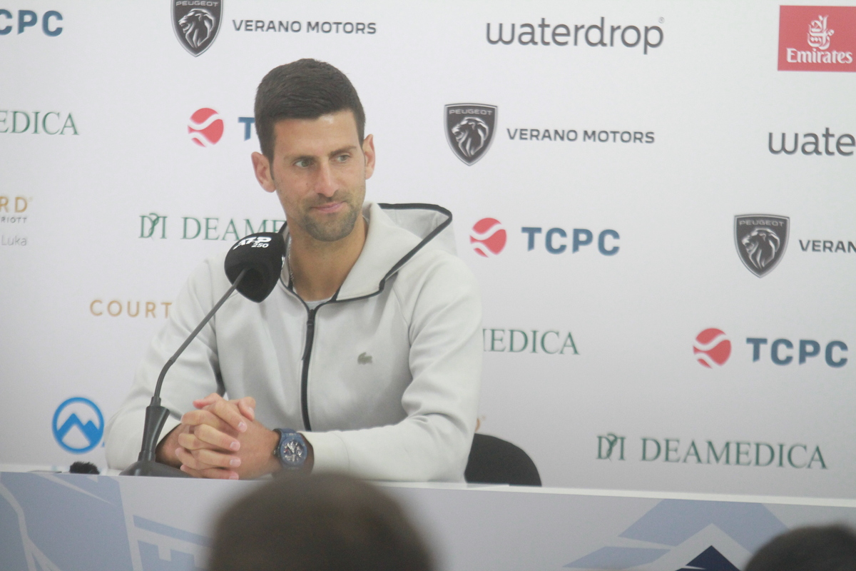 NOVAK DJOKOVIC, teniser Srbije, na press konferenciji na Srpska open. Banja Luka, 17.04.2023. foto: MN Press / ag Tenis