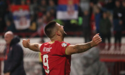 ALEKSANDAR MITROVIC fudbaler reprezentacije Srbije na utakmici kvalifikacija za UEFA Evropsko prvenstvo 2024 godine protiv Crne Gore na stadionu Rajka Mitica, Beograd 17.10.2023. godine Foto: Marko Metlas Fudbal, Reprezentacija, Srbija, Crna Gora, UEFA Evropsko prvenstvo, EURO 2024