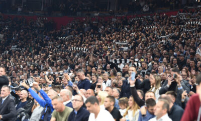 GROBARI, navijaci kosarkasa Partizana, na utakmici Evrolige protiv Barselone, u Beogradskoj Stark Areni. Beograd, 17.10.2023. foto: Nebojsa Parausic / MN Press Kosarka, Euroleague, Partizan, Barselona