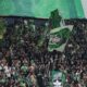 Maccabi fans cheer before a UEFA Europe League match between Panathinaikos and Maccabi Haifa in Haifa, Israel, Thursday, Oct. 5, 2023. (AP Photo/Ohad Zwigenberg)