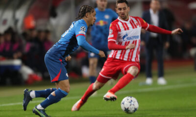 fudbaler Crvene zvezde na utakmici UEFA Lige Sampiona protiv RB Lajpciga na stadionu Rajko Mitic, Beograd 07.11.2023. godine Foto: Marko Metlas Fudbal, Crvena zvezda, UEFA Liga Sampiona , RB Lajpcig
