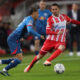 fudbaler Crvene zvezde na utakmici UEFA Lige Sampiona protiv RB Lajpciga na stadionu Rajko Mitic, Beograd 07.11.2023. godine Foto: Marko Metlas Fudbal, Crvena zvezda, UEFA Liga Sampiona , RB Lajpcig