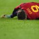 Spain's Gavi Paez reacts after injuring his leg during the Euro 2024 group A qualifying soccer match between Spain and Georgia at Jose Zorrilla Stadium in Valladolid, Spain, Sunday, Nov. 19 23, 2023. (AP Photo/Manu Fernandez)