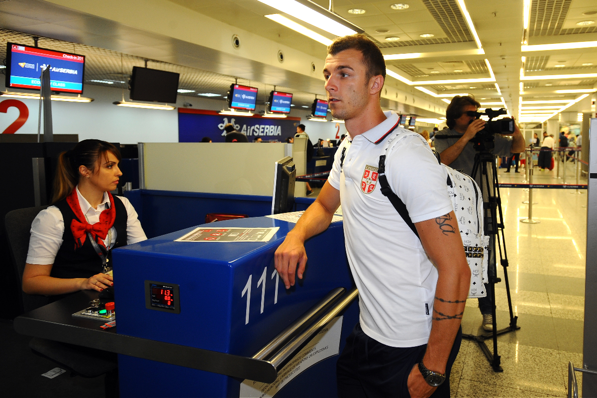 ALEKSANDAR CAVRIC na odlasku mladih U21 fudbalera Srbije na Evropsko prvenstvo, na aerodromu Nikola Tesla. Beograd, 07.06.2017. foto: Nebojsa Parausic Fudbal, Srbija