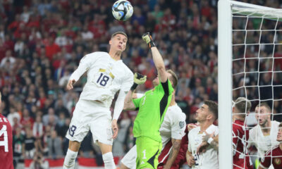 PETAR RATKOV fudbaler reprezentacije Srbije na utakmici kvalifikacija za UEFA Evropsko prvenstvo 2024 godine protiv Madjarske na stadionu Ferenc Puskas, Budimpesta 14.10.2023. godine Foto: Marko Metlas Fudbal, Reprezentacija, Srbija, Madjarska, UEFA Evropsko prvenstvo, EURO 2024