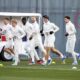 From left, Bayern Munich's Joshua Kimmich, Frans Kraetzig, Dayot Upamecano, Thomas Mueller, Min-jae Kim, Leon Goretzka and Aleksandar Pavlovic run during a training session in Munich, Germany, Tuesday, Nov 7, 2023. Bayern Munich will face Galatasaray SK for a Champions League Group A soccer match in Munich on Nov. 8, 2023. (Matthias Balk/dpa via AP)