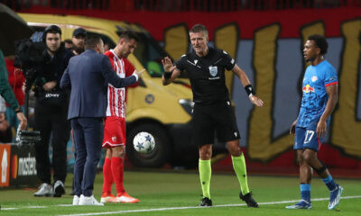 fudbaler Crvene Zvezde na utakmici UEFA Lige Sampiona protiv Lajpciga na stadionu Rajko Mitic, Beograd 07.11.2023. godine Foto: Ivica Veselinov / MN PRESS FUDBAL, FOOTBALL, UEFA CHAMPIONS LEAGUE, LIGA SAMPIONA, CRVENA ZVEZDA, RED STAR, RB LEIPZIG, RED BUL LAJPCIG