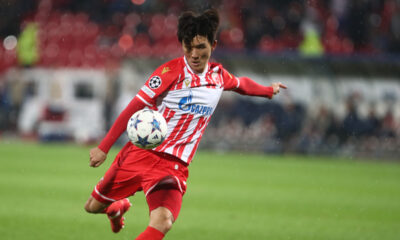 fudbaler Crvene Zvezde na utakmici UEFA Lige Sampiona protiv Lajpciga na stadionu Rajko Mitic, Beograd 07.11.2023. godine Foto: Ivica Veselinov / MN PRESS FUDBAL, FOOTBALL, UEFA CHAMPIONS LEAGUE, LIGA SAMPIONA, CRVENA ZVEZDA, RED STAR, RB LEIPZIG, RED BUL LAJPCIG