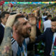 Argentina's Lionel Messi and teammates celebrate their team's 1-0 victory over Brazil at the end of a qualifying soccer match for the FIFA World Cup 2026 at Maracana stadium in Rio de Janeiro, Brazil, Tuesday, Nov. 21, 2023. (AP Photo/Silvia Izquierdo)