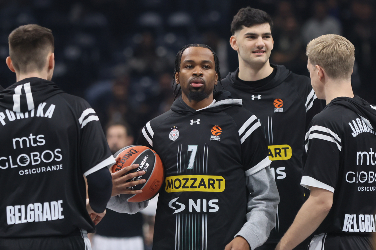 kosarkas Partizana na utakmici Evrolige protiv Virtusa u hali Stark Beogradska arena, Beograd 28.12.2023. godine Foto: Marko Metlas Kosarka, Partizan, Evroliga, Virtus