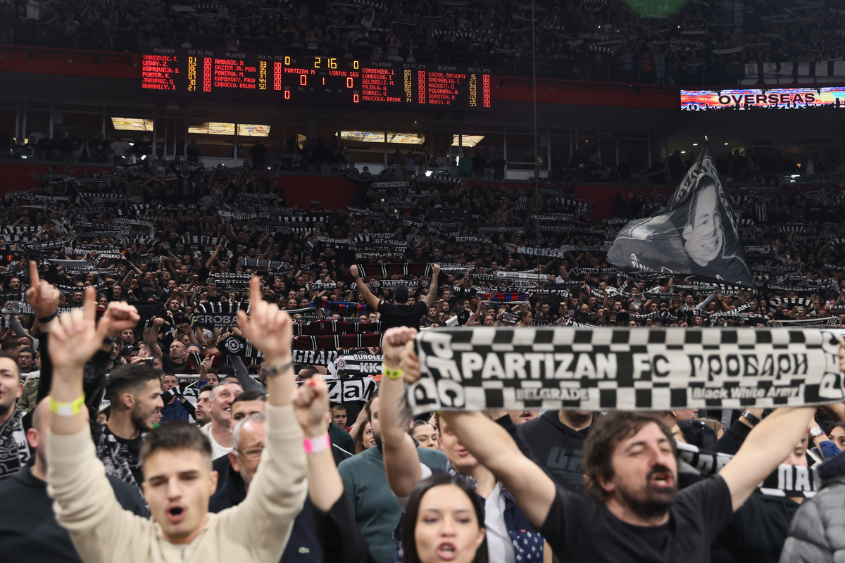 kosarkas Partizana na utakmici Evrolige protiv Virtusa u hali Stark Beogradska arena, Beograd 28.12.2023. godine Foto: Marko Metlas Kosarka, Partizan, Evroliga, Virtus