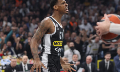 Džejms Naneli kosarkas Partizana na utakmici Evrolige protiv Virtusa u hali Stark Beogradska arena, Beograd 28.12.2023. godine Foto: Marko Metlas Kosarka, Partizan, Evroliga, Virtus