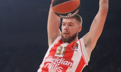 Rokas Gedraitis kosarkas Crvene zvezde na utakmici Evrolige protiv Albe Berlin u hali Stark Beogradska arena, Beograd 14.12.2023. godine Foto: Marko Metlas Kosarka, Crvena zvezda, Evroliga, Alba Berlin