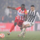Mihajlo Ilić, fudbaler Partizana, na prvenstvenoj utakmici protiv Crvene zvezde, na stadionu JNA. Beograd, 20.12.2023. foto: Marko Metlas Fudbal, 171. derbi, Partizan, Crvena zvezda,