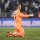 Aleksandar Jovanović golman Partizana, na prvenstvenoj utakmici protiv Crvene zvezde, na stadionu JNA. Beograd, 20.12.2023. foto: Marko Metlas Fudbal, 171. derbi, Partizan, Crvena zvezda,