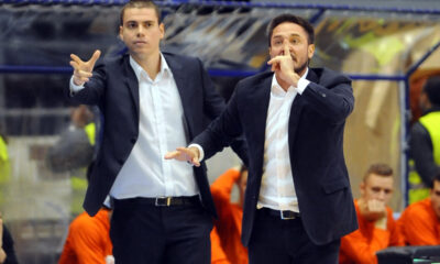 GIANMARCO POZZECCO Djanmarko Poceko i DINO REPESA, pomocni treneri kosarkasa Cedevite, menjaju iskljucenog trenera Veljka Mrsica na utakmici Jadranske ABA lige protiv Partizana, u hali Aleksandar Nikolic. Beograd, 12.11.2016. foto: Nebojsa Parausic Kosarka, Partizan, Cedevita, Jadranska ABA liga