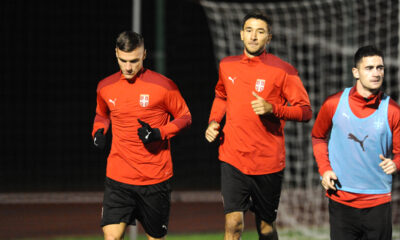 Fudbaleri Srbije na treningu u SC FSS. NIKOLA MARAS, MARKO GRUJIC, SASA ZDJELAR Stara Pazova, 17.11.2020. foto: Nebojsa Parausic Fudbal, Srbija
